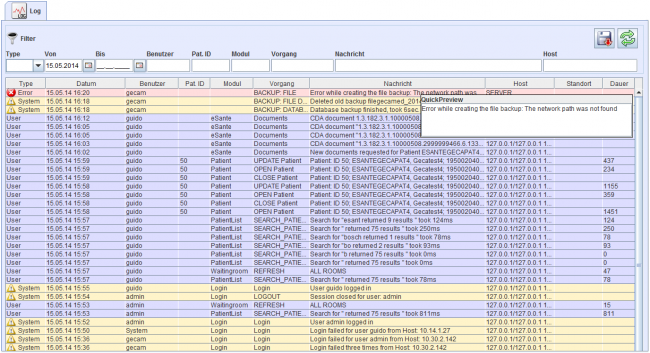  Liste der Protokollnachrichten