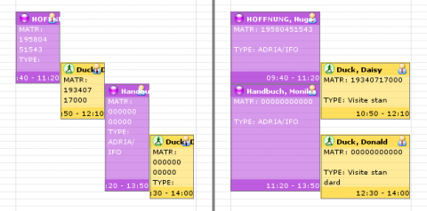 A gauche mode escalier et à droite mode colonne