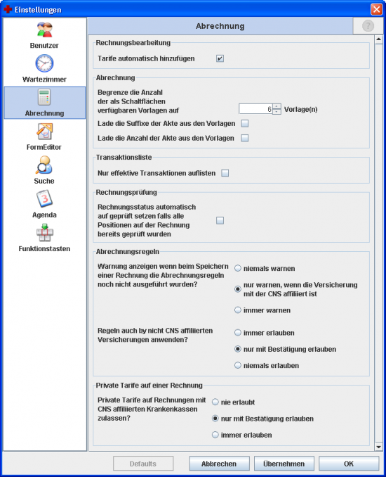 Benutzereinstellungen