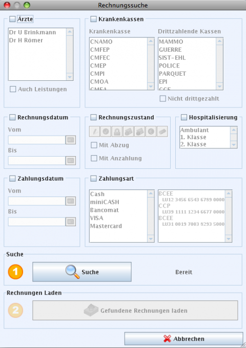 Rechnungssuche Dialog