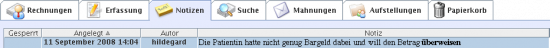 Ihre Notiz in der Notizliste