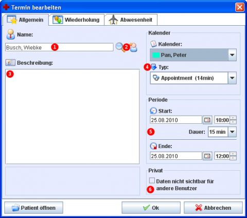 Termindetails bearbeiten