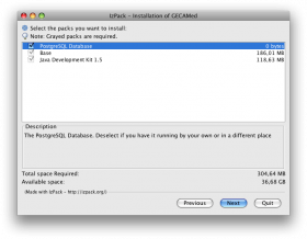 Auswahl der Installationspakete