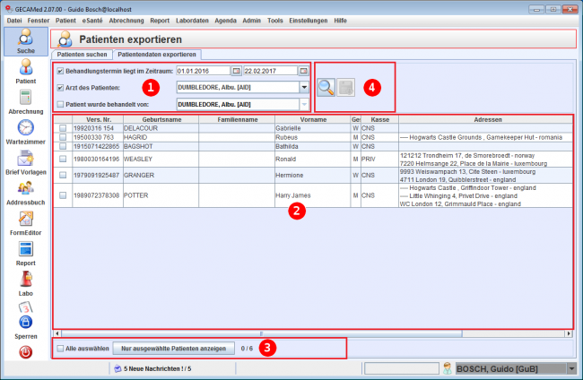 Reiter Patienten Exportieren