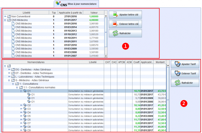 Mise à jour Nomenclature