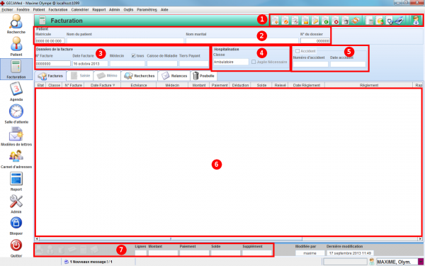 L'interface utilisateur du module de facturation