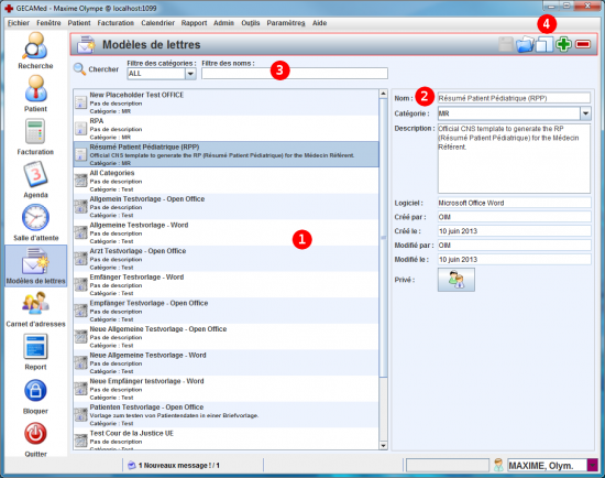 Le module Modèle de lettre